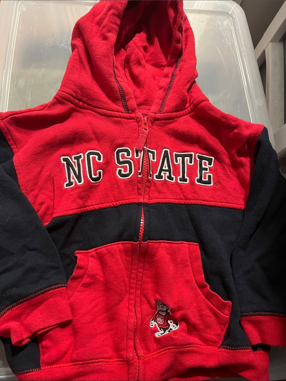 Colosseum Kids Red and Black NC State Zip Hoodie